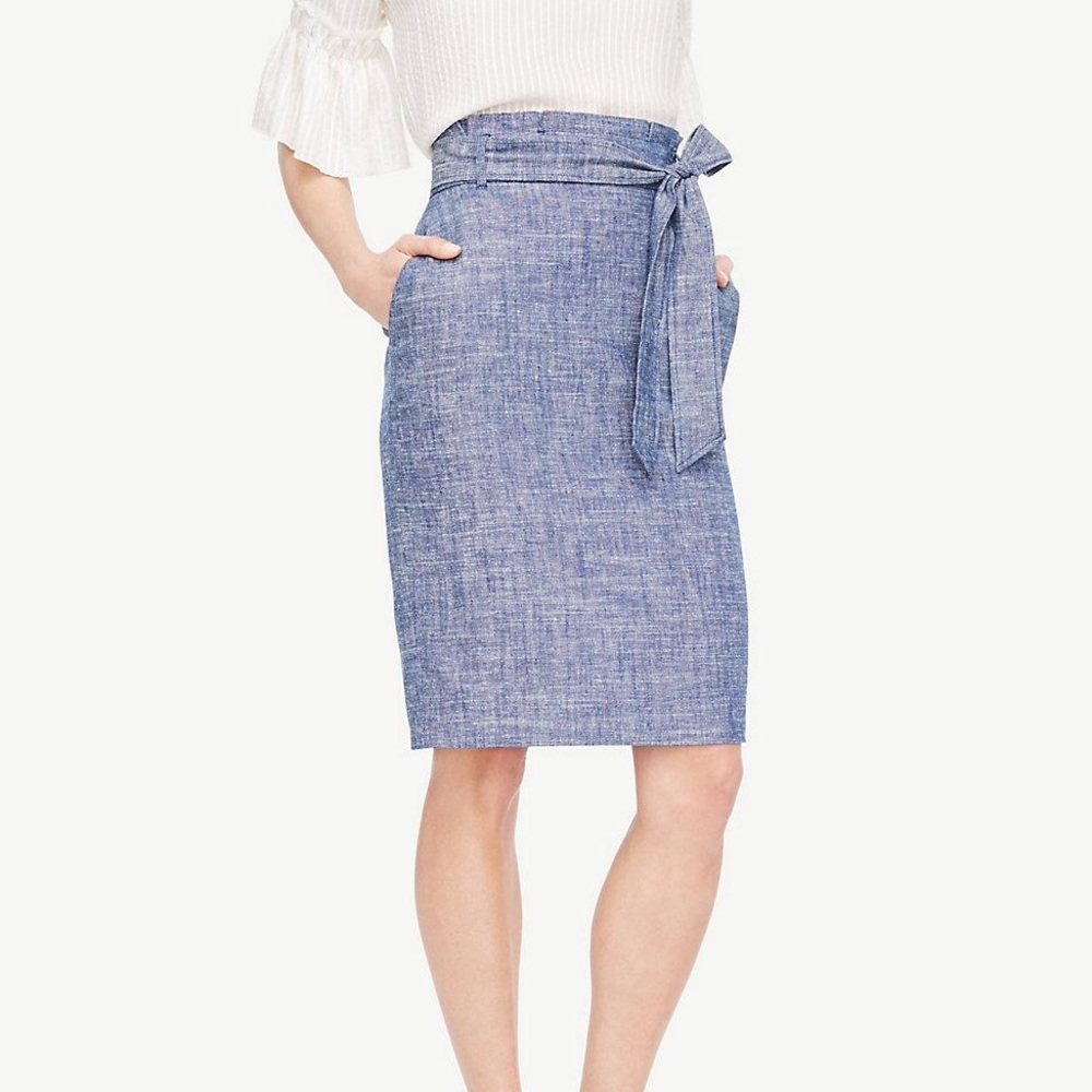 Ann Taylor Chambray Paper Bag Skirt